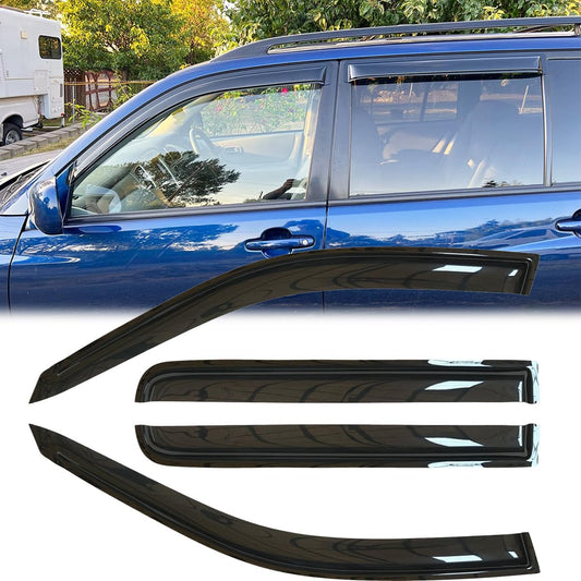 4pcs Original Outside Mount Style Window Rain Guards Shield Side Wind Deflectors Dark Smoke Nice Looking Vent Window Visors for Toyota 2001-2007 Highlander 2006-2007 Highlander Hybrid 94357