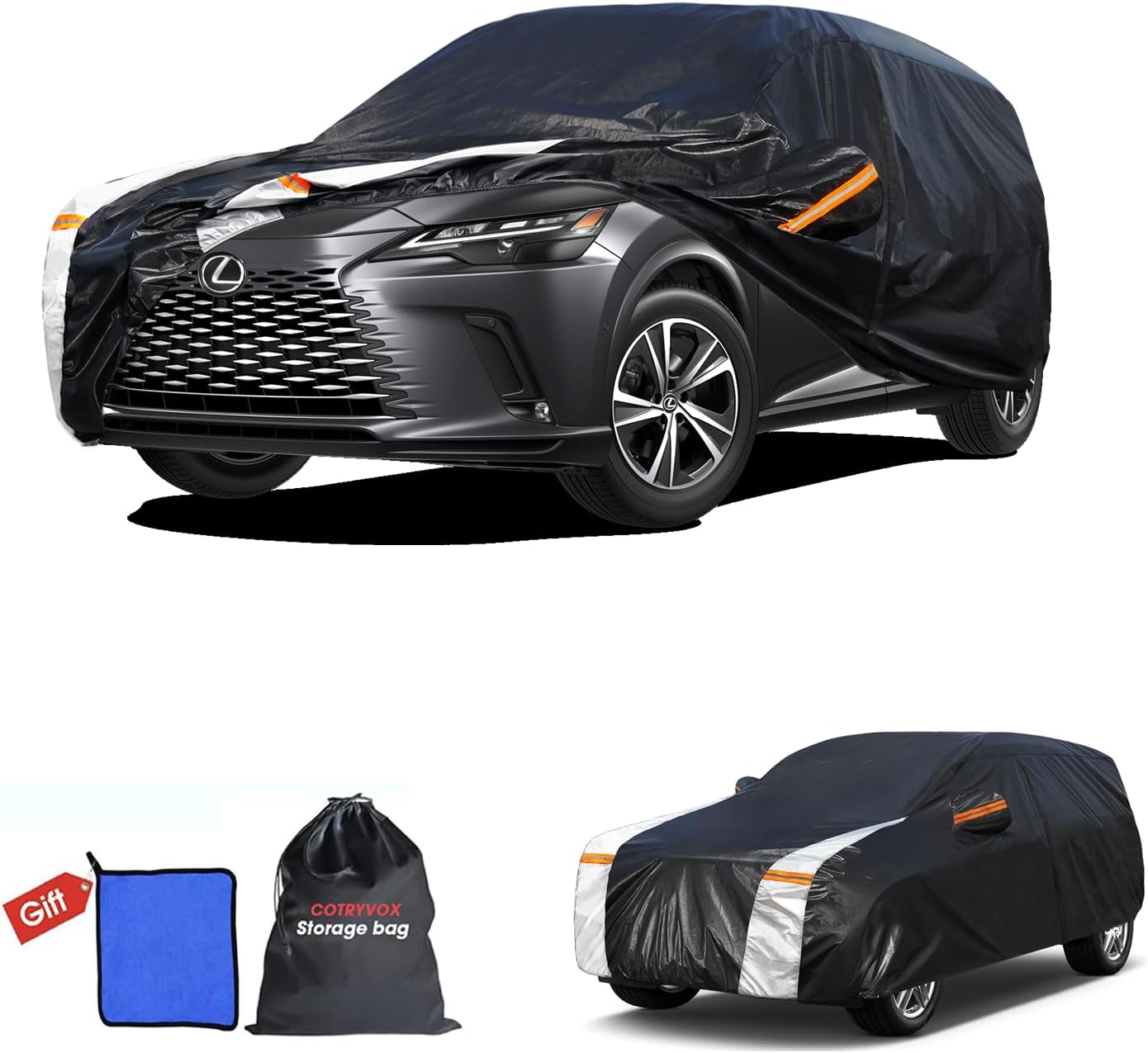 RX350 Car Cover 100% Waterproof All Weather, Gift with Towel, 10 Layers SUV Car Cover Custom Fit 2003-2025 RX/RX350/RX450H/RX500H, Outdoor Car Covers Rain Sun UV Protection with Door Zipper.