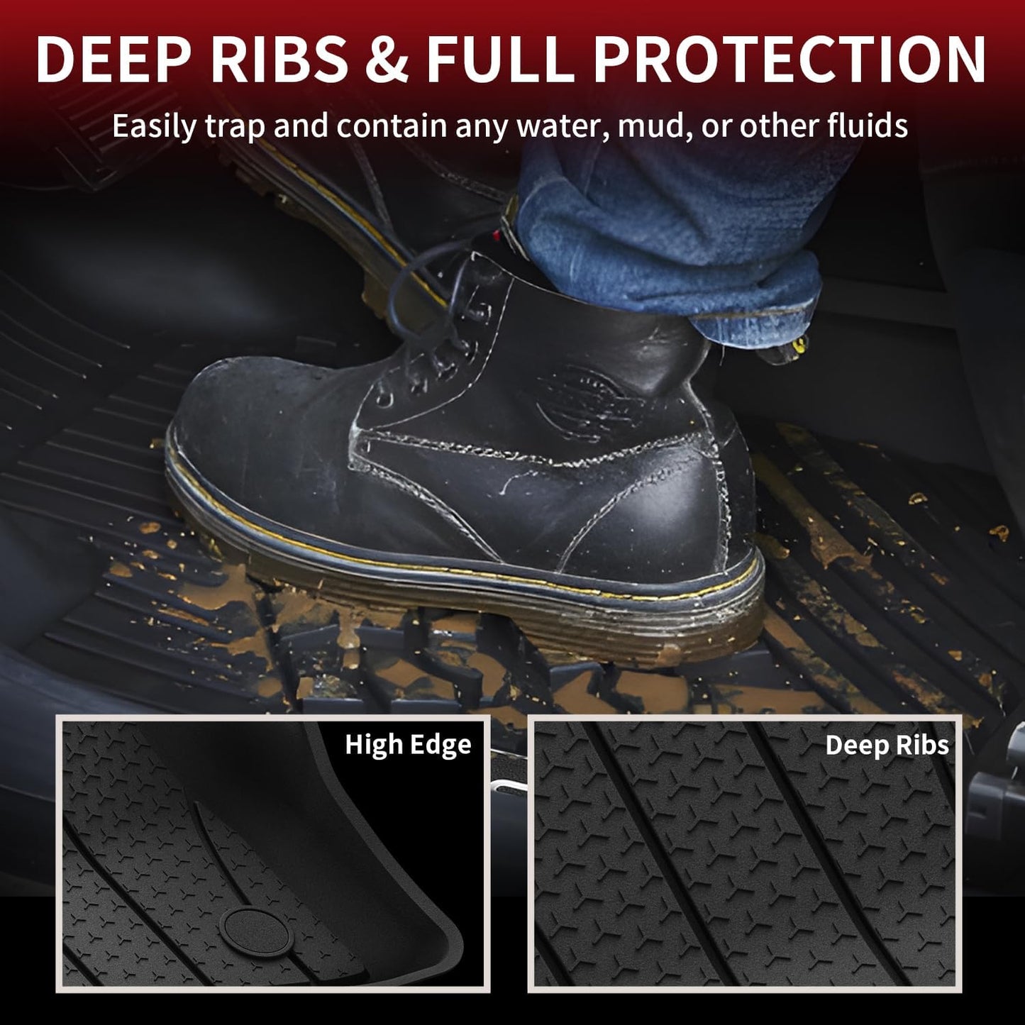 LASFIT Floor Mats for Mercedes Benz E Class E350 / E450 AMG / E53 2026 2025 2024 (Fit Sedan & All-Terrain), All Weather TPE Anti-Slip Floor Liners Fit for E Class 2024-2026, 1st & 2nd Row Set, Black