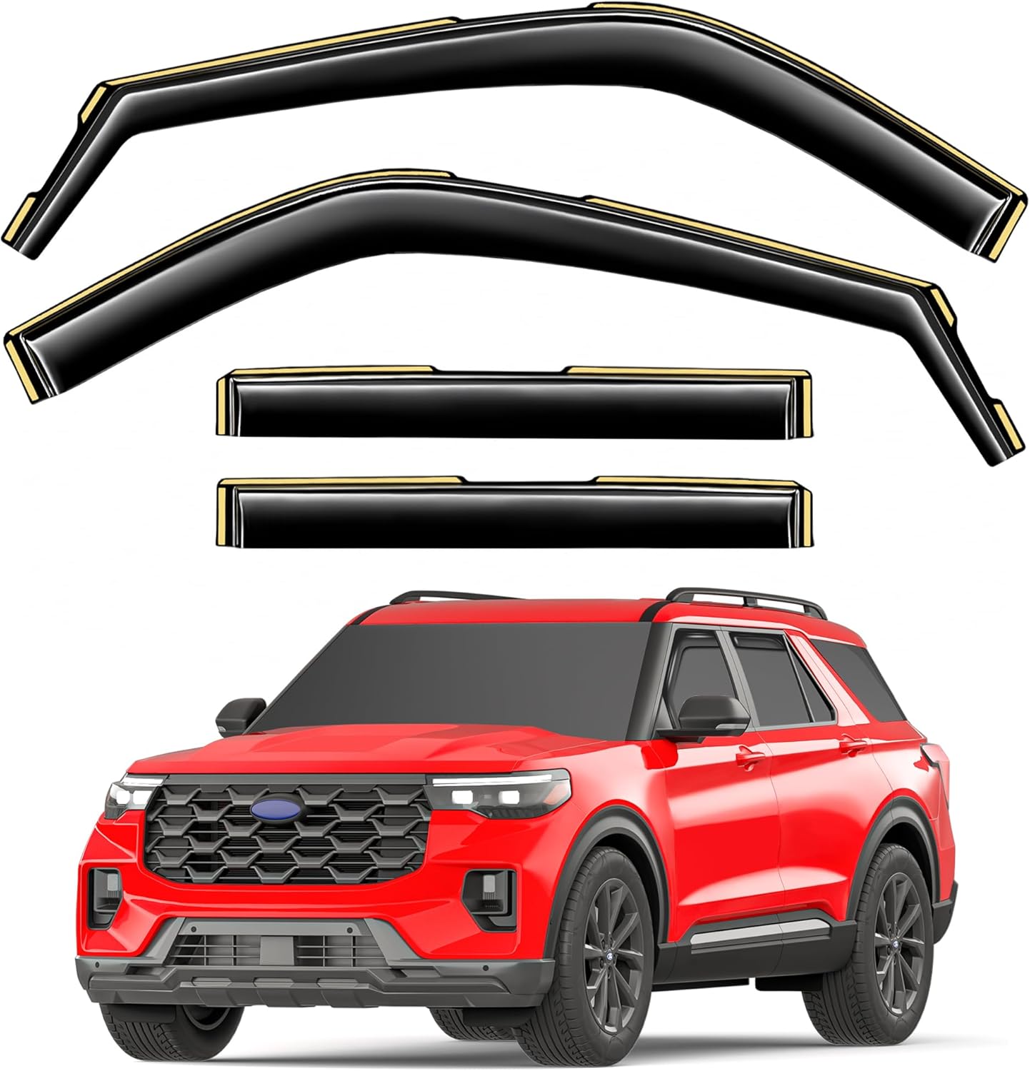 in-Channel Window Rain Guards Fit for Ford Explorer 2020 2021 2022 2023 2024 2025 Extra Durable Window Visors Window Deflectors Vent Visors Vent Shades Car Accessories-4 pcs 2-Q10