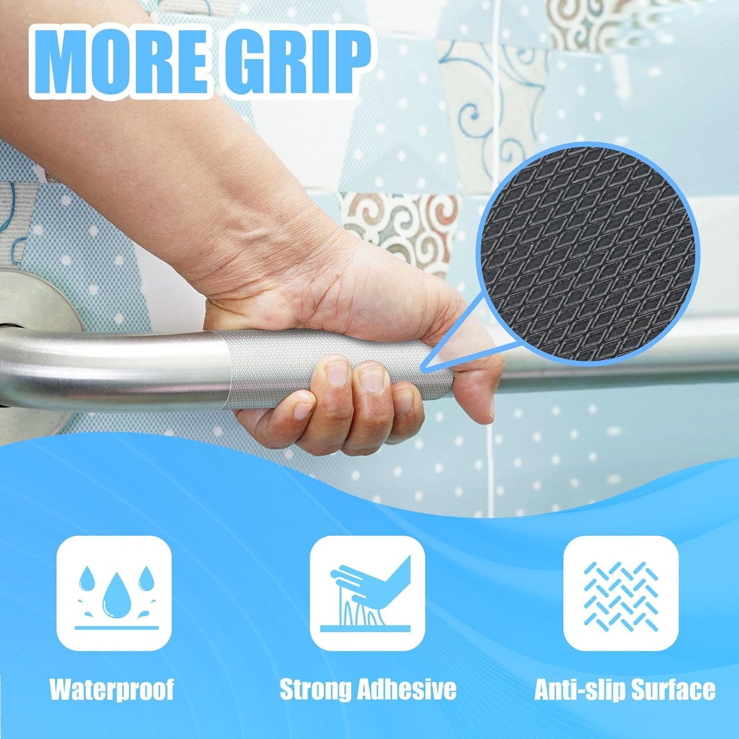 Rubber Grip Tape, Ultra-Thin Strong Adhesive Anti-Slip Waterproof Heat Resistant Wear-Resistant Cushion Pad, Making Handles or Contact Surfaces Safer, with Grip and Comfort (Clear, 2In x 10Ft)