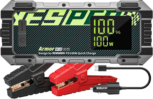 YESPER Car Jump Starter, 3000A Peak Portable Jump Starter with Pre-Heat Tech(-40°F~140°F) 12V Car Charger Jump Starter(10.0L Gas/8.0L Diesel, 60 Times) Jumper Box with PD100W