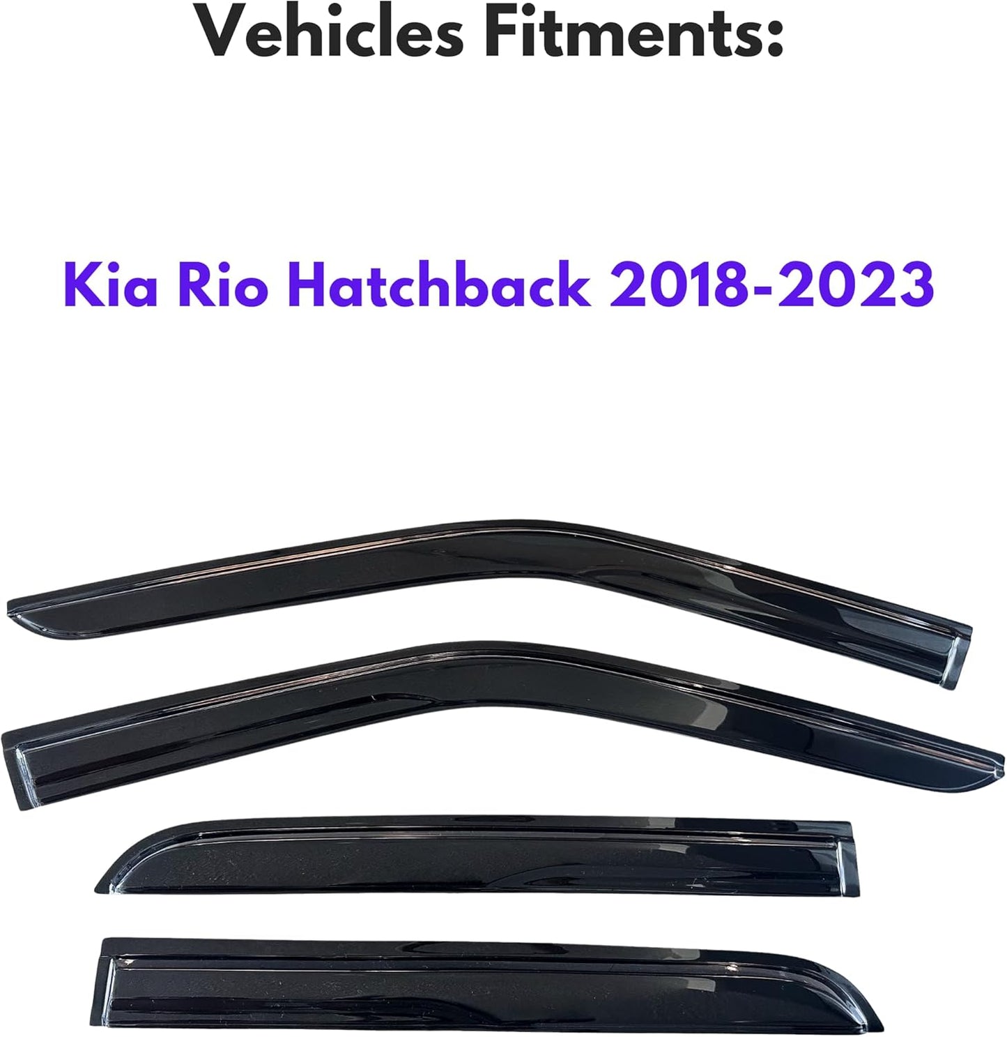 KPY Window Visor Compatible with Kia Rio Hatchback 2018-2023, 4PC Rain Guard Side Window Vent Deflectors Tape-On Mugen Style, 2018 2019 2020 2021 2022 2023