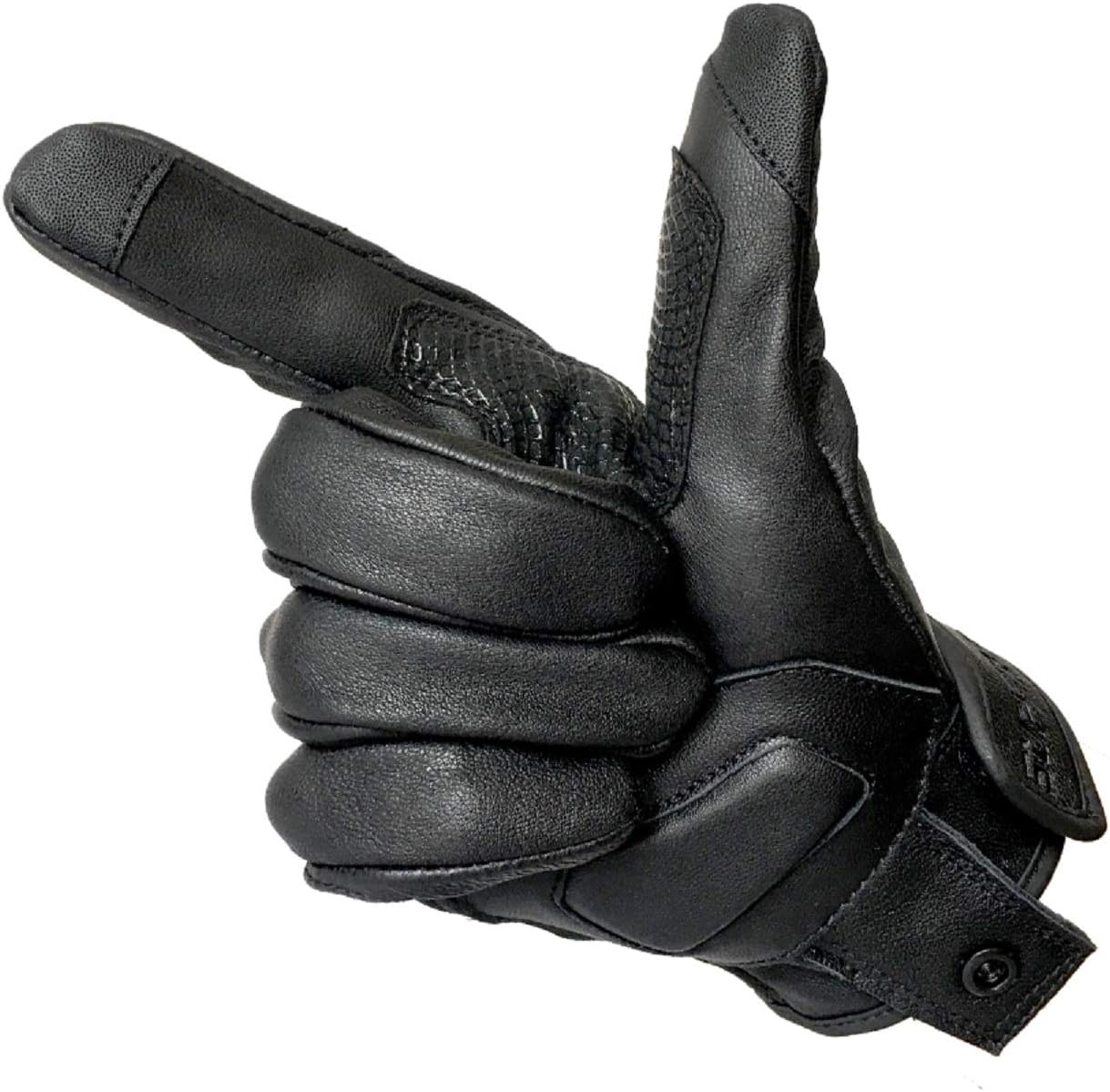 Superbike Updated Black Leather Motorcycle Gloves Hard Knuckle Armored Touchscreen Motorcycle Riding Gloves (Updated,Non-Perforated, M)