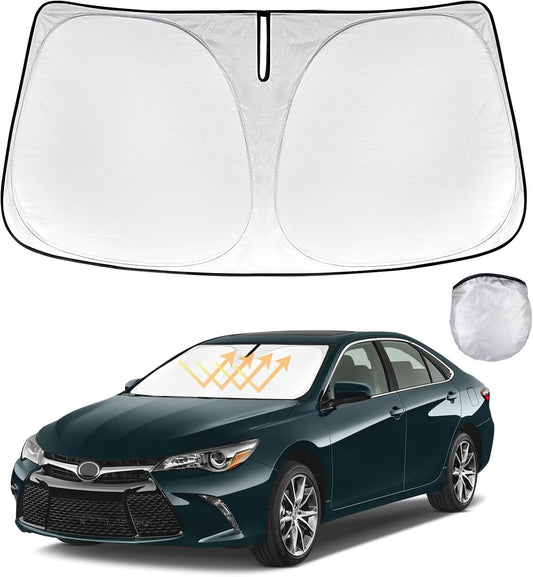 Custom-fit for Toyota Camry 2012-2016 2017 Windshield Sun Shade Block UV Rays Foldable Sun Visor SunShades 240T Reflective Fabric UV Protection Auto Car Interior Accessories