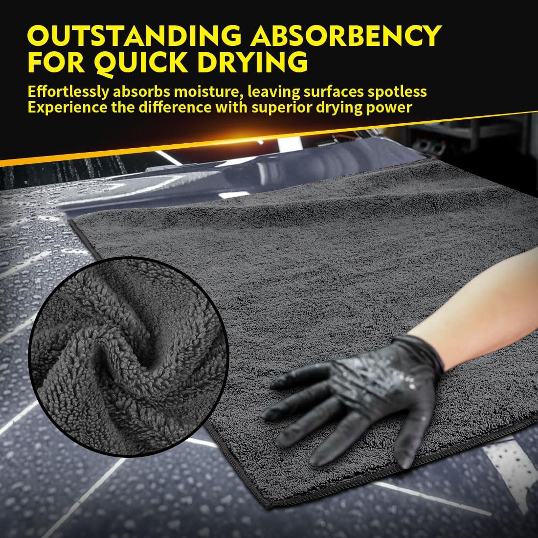 HOMEXCEL Car Drying Towels, 2 Pack Professional Microfiber Towels for Cars, Scratch-Free, Highly Absorbent Drying Towel for Cars, SUVs, RVs, Trucks, and Boats, 35 x 25 inch, Grey