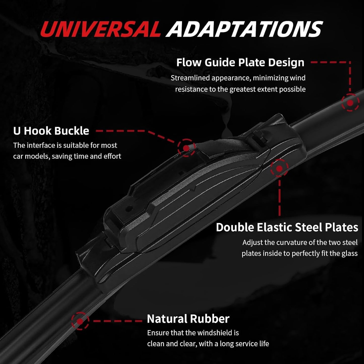 OTUAYAUTO Premium Windshield Wiper Blades - Replacement for Jeep Grand Cherokee 2014-2021 - Precision Fit, All-Weather Performance, Front and Rear Wiper Blades, U Hook - 22"+21"+11" (Pack of 3)
