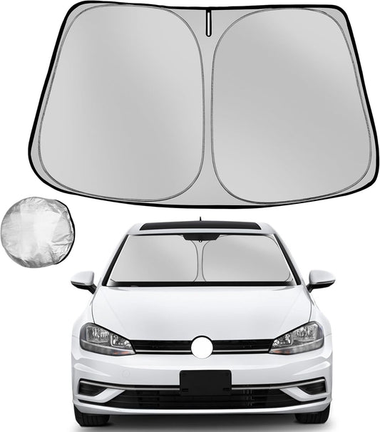 Windshield Sun Shade for 2015-2021 Volkswagen Golf GTI e-Golf VW Golf R 4 Door Hatchback Foldable Sun Sunshade for Car Front Window Automotive Interior Protector Custom Fit Accessories
