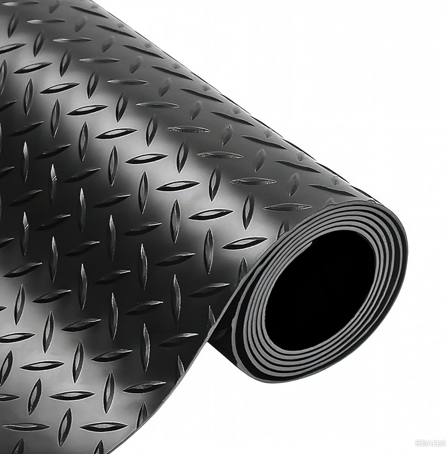 4X10 FT Garage Floor Mat， 2.5 Inch Thickened Diamond Plate Flooring Roll for Under Car， Non-Slip Commercial Grade Heavy Duty Parking Mat for Garage, Warehouse, Workshop, Basement, Gym（Black）