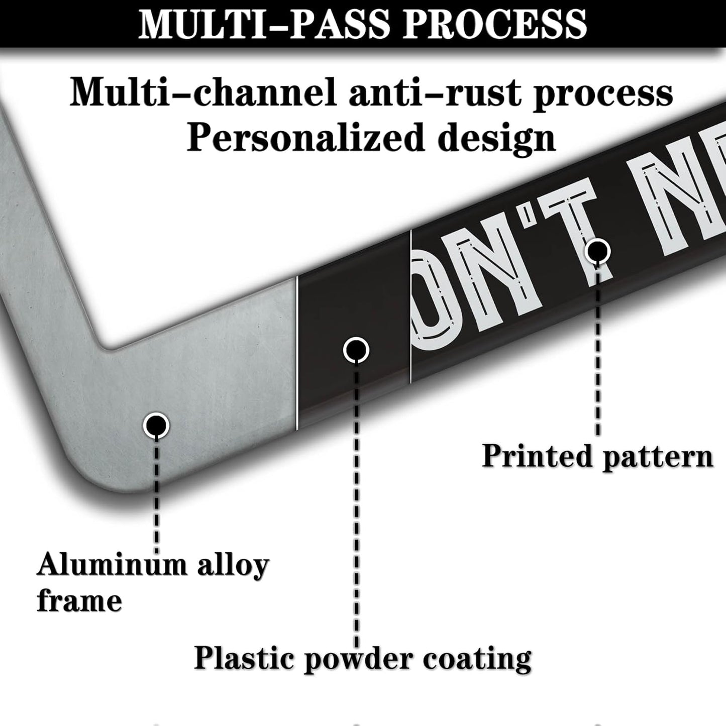 License Plate Frame Black and White Custom License Plate Frame Where We’re Going, We Don’t Need Roads Aluminum Metal Car Accessory 2 Pack with Screw Covers Set