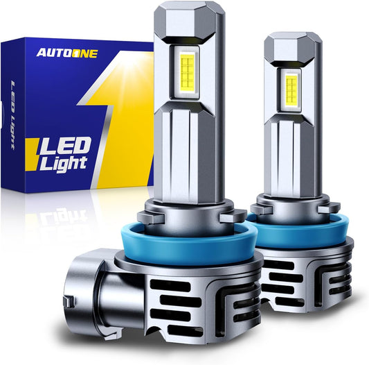 AUTOONE H11/H9 Bulb, H11 Fog Lights, 34000LM with Cooling Fan, H9/H8/H16 Car Fog Bulbs Plug and Play, IP68, Pack of 2