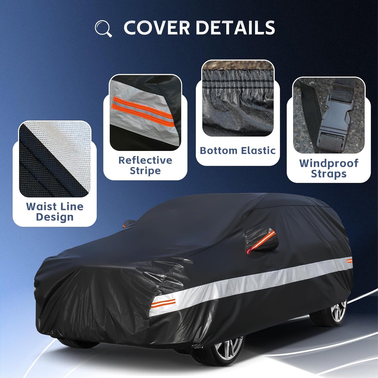 10 Layers SUV Car Cover Custom Fit for Mazda CX9/CX90 (2007-2025) Waterproof All Weather for Automobiles, Outdoor Full Cover Sun UV Rain Protection with Cotton.Black