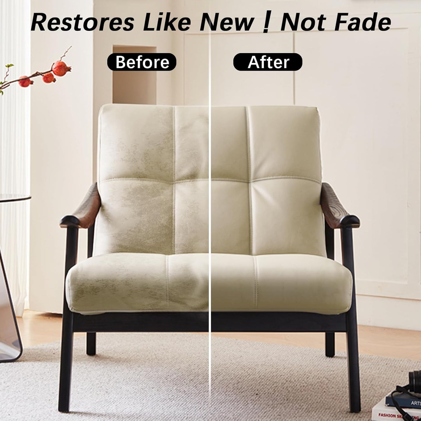 Leather Recoloring Balm, Leather Color Restorer Conditioner, Leather Restorer for Couches Paint, Leather Scratch Remover, Scratch Leather Faded Repair Kits for Vinyl Furniture (Ivory, 75ML)