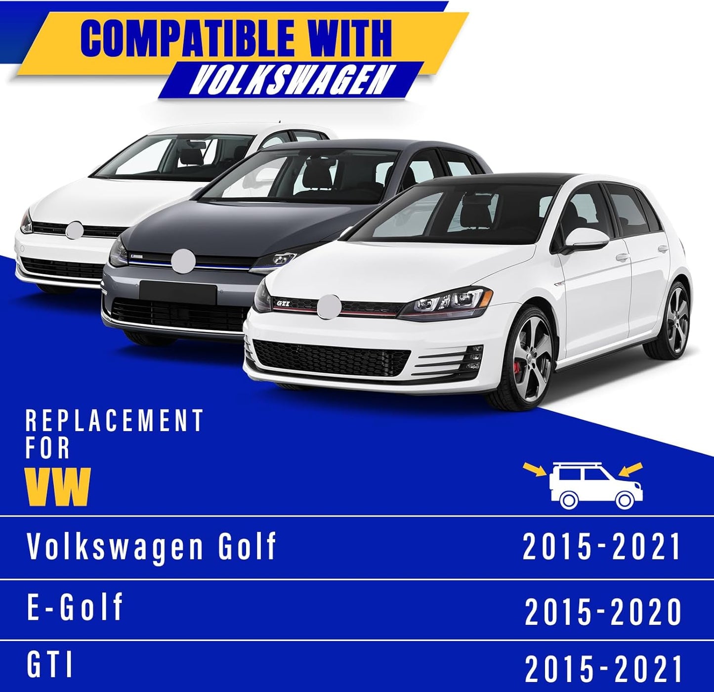 3 wipers Replacement for 2015-2021 VW Volkswagen Golf/2015-2020 VW e-Golf/2015-2021 VW GTI, Windshield Wiper Blades Original Equipment Replacement - 26"/18"/11" (Set of 3) Top Lock