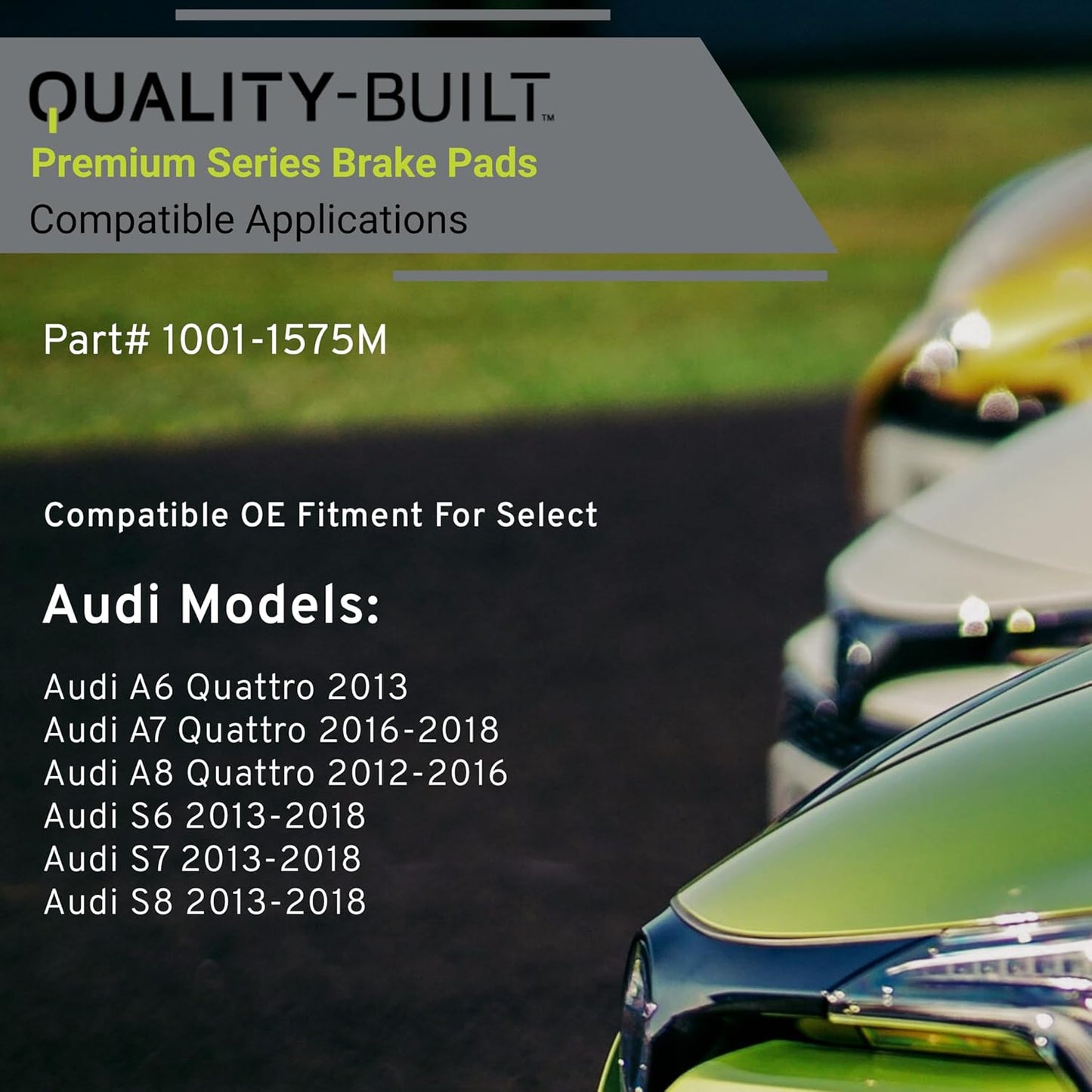 Premium Semi-Metallic Front Brake Pads (1001-1575M) Compatible with Audi A6 Quattro 2013, A7 Quattro 2018-2016, A8 Quattro 2016-2012, S6 2018-2013, S7 2018-2013, S8 2018-2013