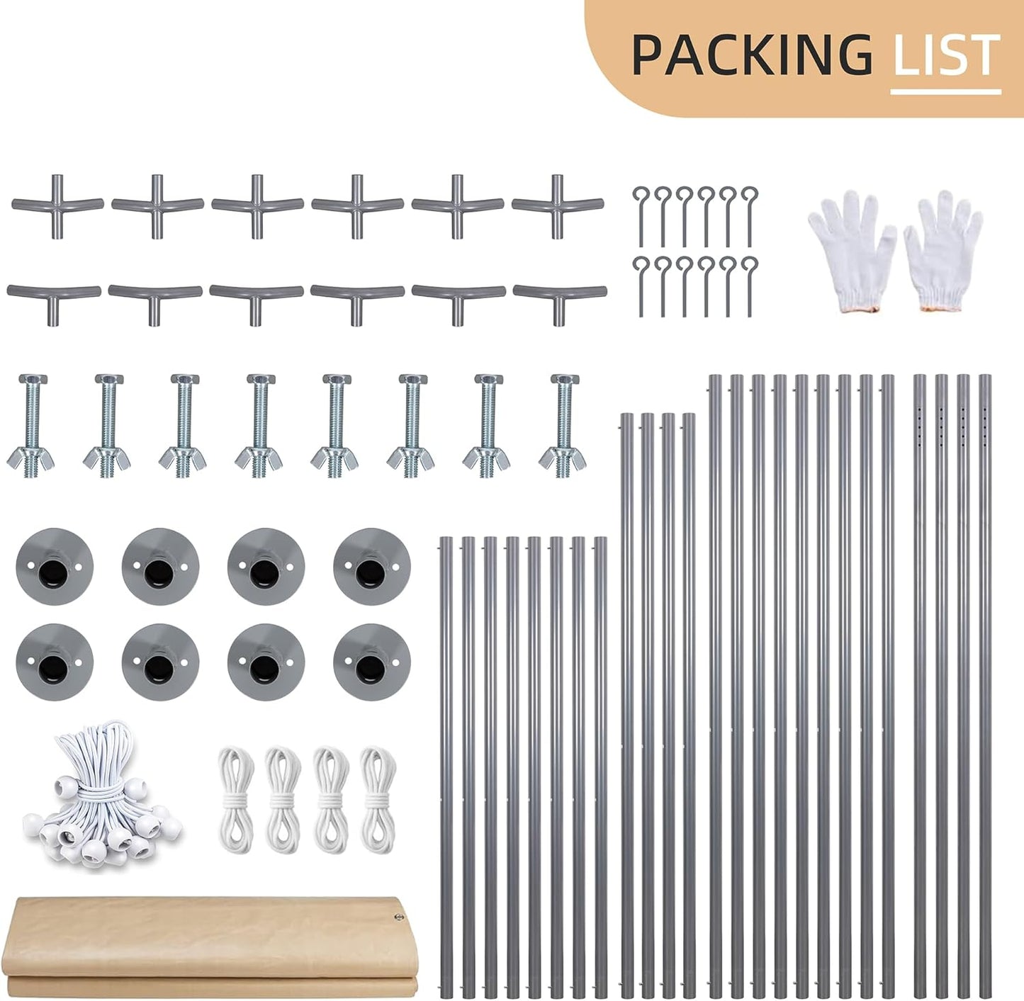 JY QAQA Carport, 12x20 FT Heavy Duty Carport with Removable Side Walls and Doors, Portable Garage with Roll-Up Window and Sandbags, Car Canopy with All-Season Tarp for Cars, Boats, Trucks, Khaki