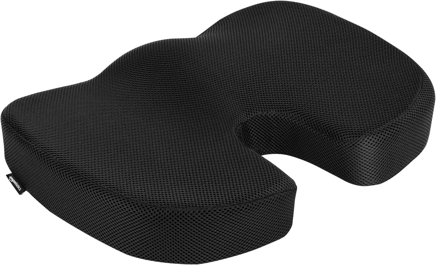 Amazon Basics Comfortable Seat Cushion & Lumbar Support for Office Chairs, Memory Foam, Black