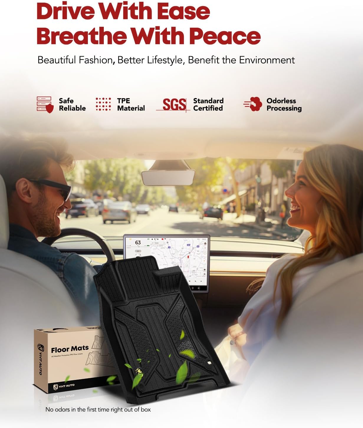 YHTAUTO Floor Mats Fit 2016-2021 Honda Civic Coupe/Sedan/Type R, 2017-2021 Civic Hatchback, TPE All Weather Floor Liner Odorless Custom Fit Car Mats, 1st 2nd Row Civic Accessories