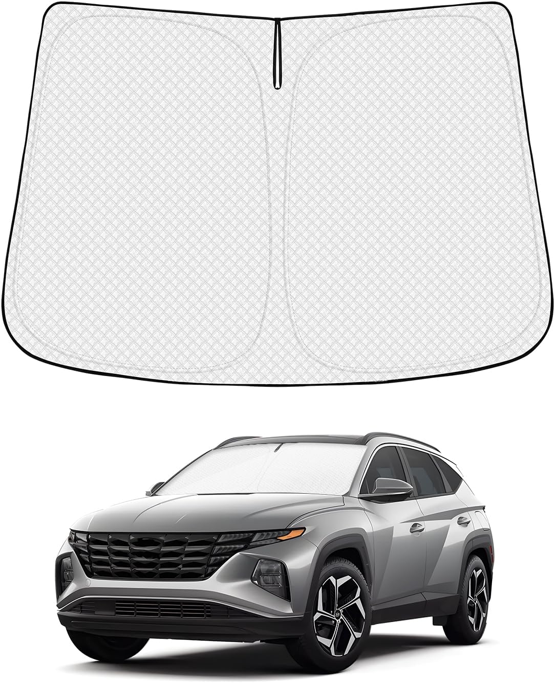 Windshield Sun Shade for Hyundai Tucson Accessories 2022-2025 2026 Thicken 6-Layer Foldable Front Window Sunshade Cover Sun Visor Protector Block UV Rays Keep Vehicle Cool