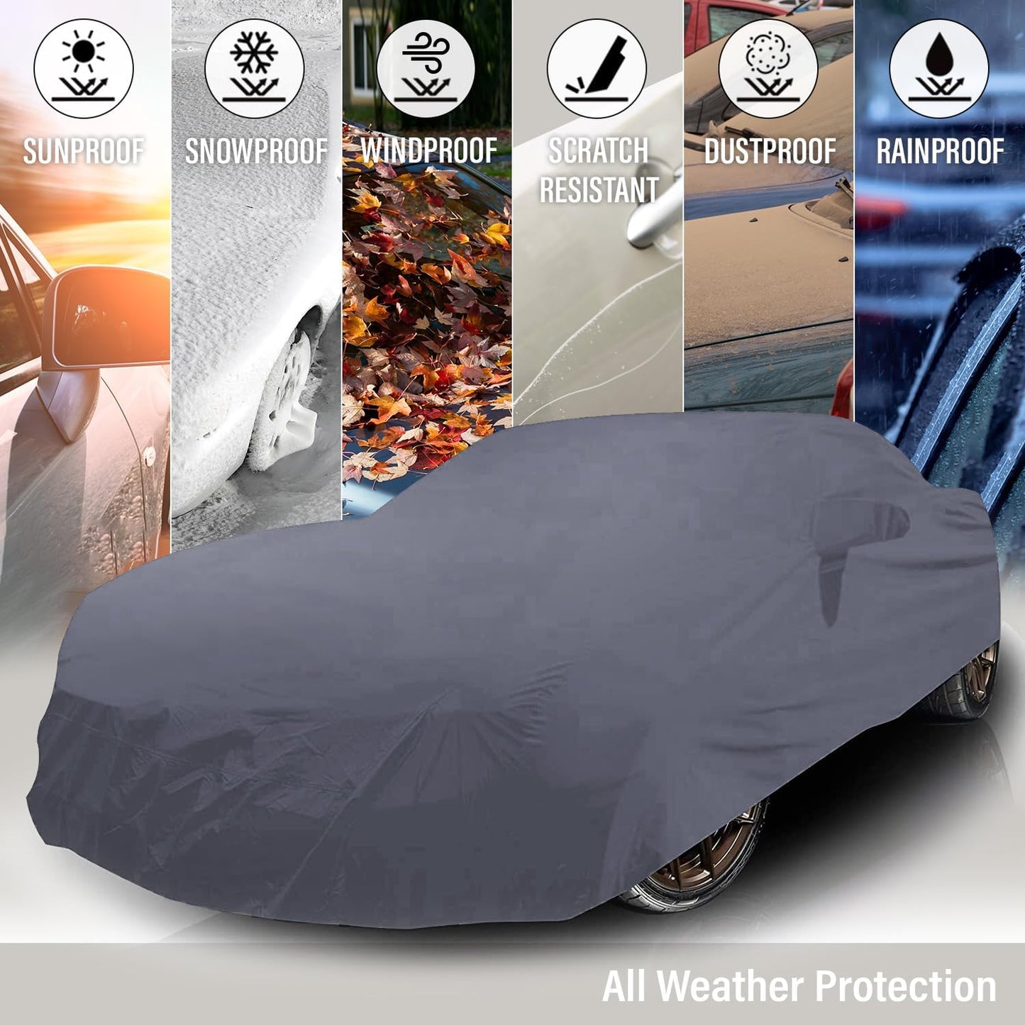 Supreme Full Car Cover – for Pontiac Vibe 2003-2010 Wagon 4-Door Semi Custom Fit Waterproof Full Coverage All Weather Windproof Dust Proof Indoor Outdoor Automobile