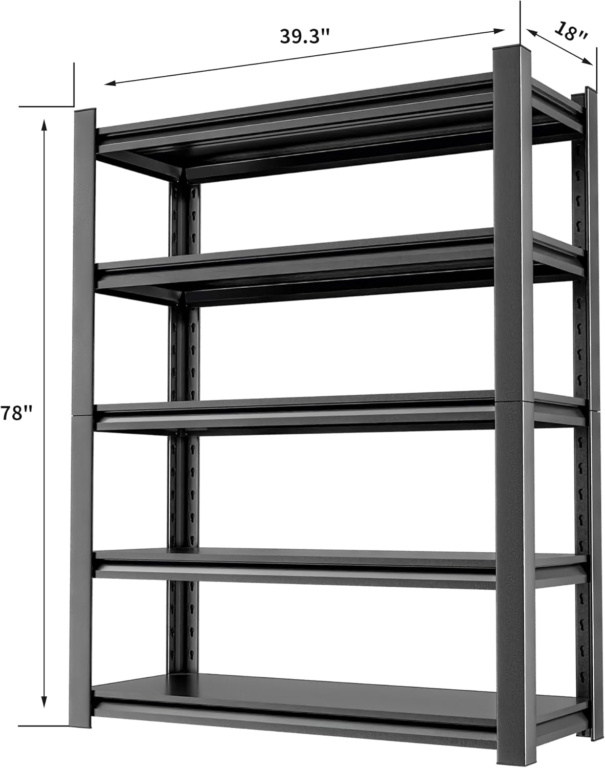 Garage Shelving Unit - 5-Tier Adjustable Metal Storage Shelf - Heavy Duty Industrial Rack for Garage, Basement, and Utility Room - Easy Assembly 18" D x40 W x78 H