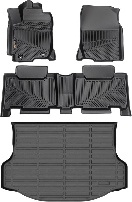 Binmotor-All Weather Floor Mats Cargo Liner for Toyota RAV4 2013-2017 2018((Not for Hybrid or Prime), Heavy Duty Car Trunk Mat Floor Liners for RAV4 Accessories-Black