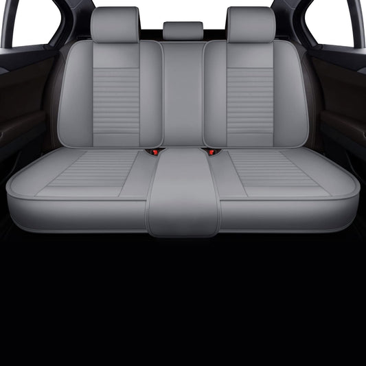 LINGVIDO Car Seat Covers, Breathable and Waterproof Faux Leather Automotive Seat Covers for Cars SUV Pick-up Truck Sedan,Universal Anti-Slip Driver Seat Cover with Backrest (Rear Seat, Gray)