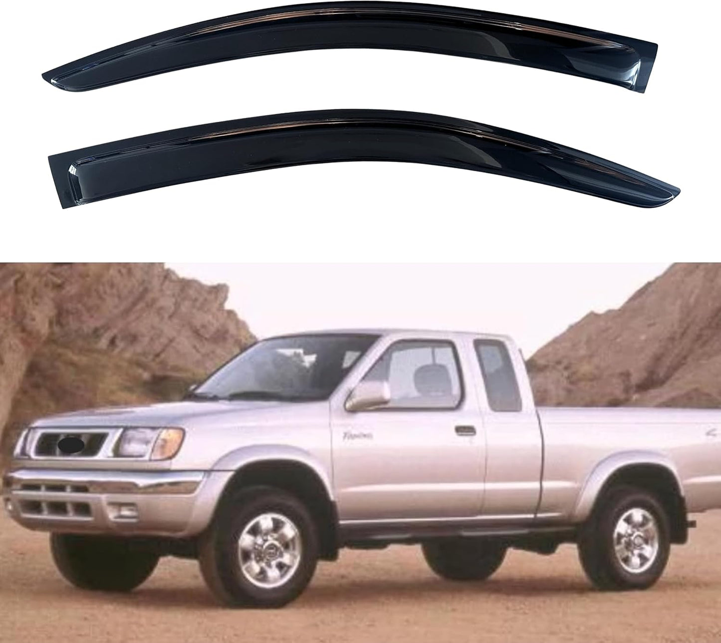 KPY Window Visor Compatible with Nissan Frontier Standard/King Cab 1998-2004, 2PC Rain Guard Side Window Vent Deflectors Tape-On Style, 1998 1999 2000 2001 2002 2003 2004