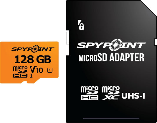 SPYPOINT 128GB Micro SD Memory Card Trail for Cameras | Adapter Media Storage for Trail and Game Cameras Designed | Used in Hunting and Trail Cams