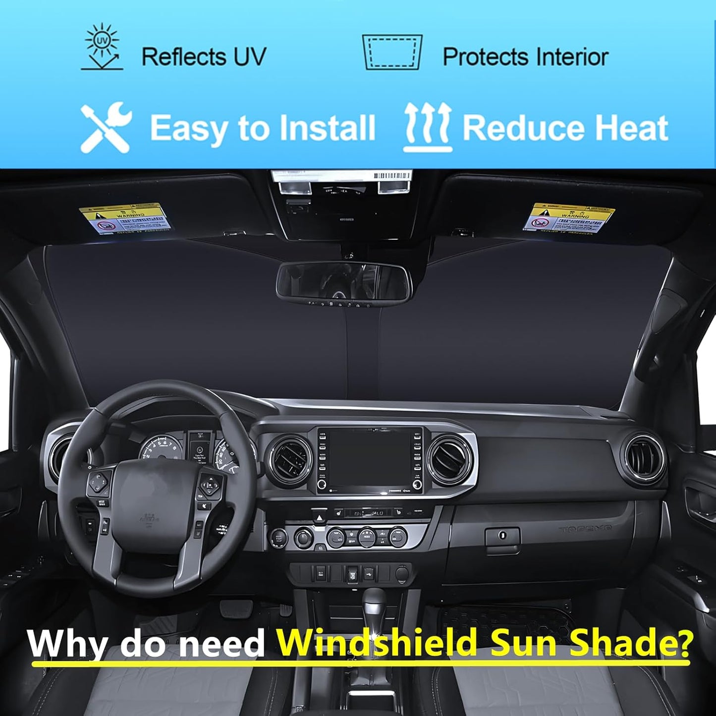 Windshield Sun Shade for Kia EV6 2022 2023 2024 2025 Custom Fit Foldable Front Window Sunshade Sun Visor Protector Block UV Rays Keep Your Car Cooler
