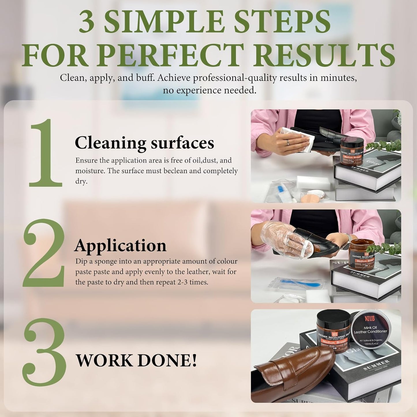 Leather Recoloring Balm Leather Color Restorer Scratch Repair Leather Paint for Furniture Couches Car Seats Shoes Bags Leather Dye and Restorer Restores Faded and Scratched Leather-TAN