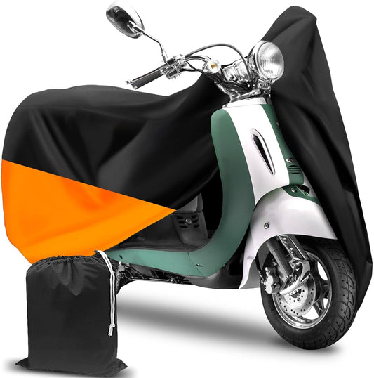 COVERVIN Scooter Outdoor Waterproof Cover, Moped Cover Vespa Cover for Honda Ruckus Yamaha 60″ Long (XS, Black Orange)