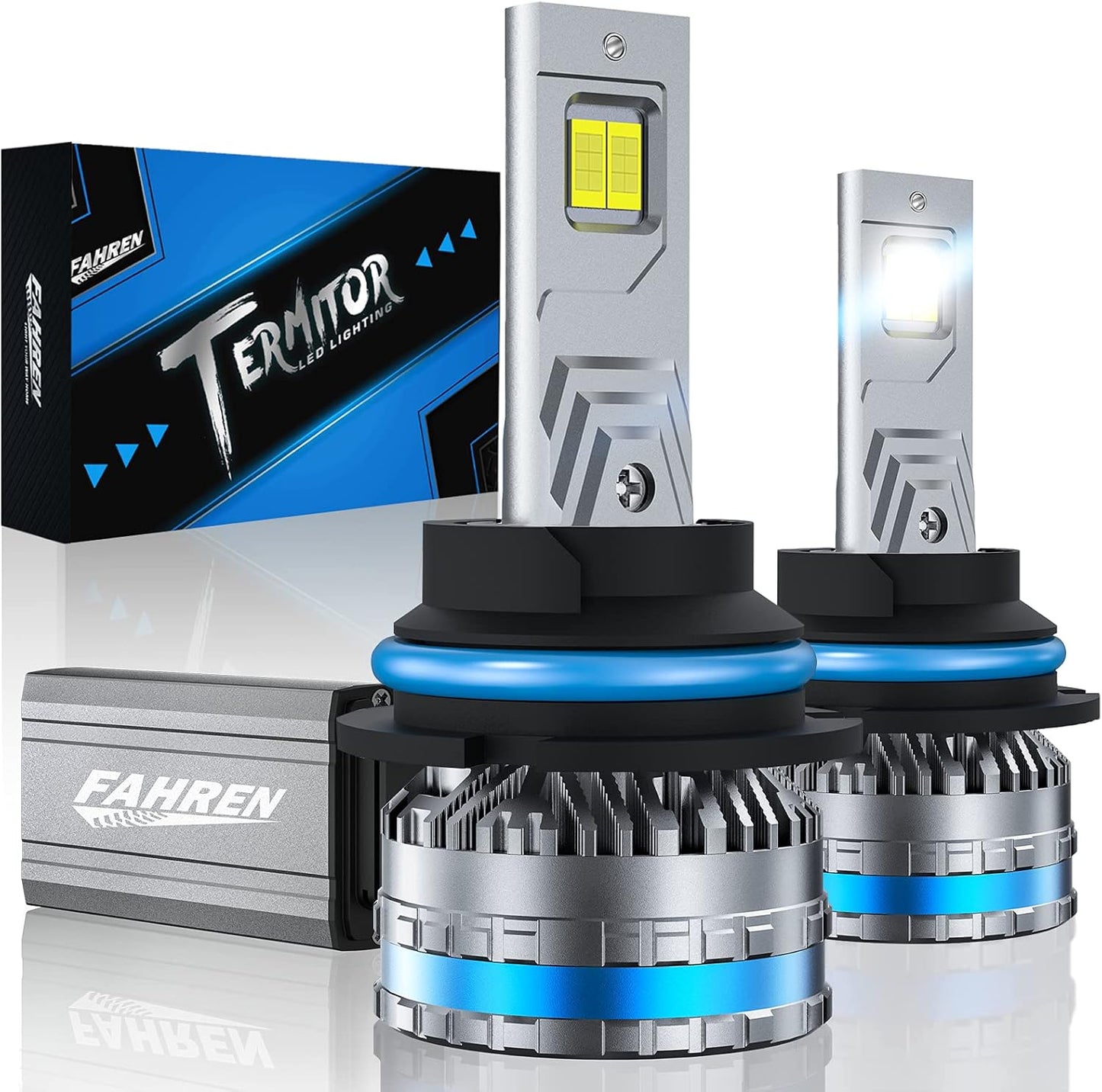 FAHREN 9004/HB1 Light Bulbs, Upgraded 120W 55000LM Bright Fog Lighting Bulb, 6500K Cool White IP68 tire lights Waterproof,Quick Installation, Pack of 2