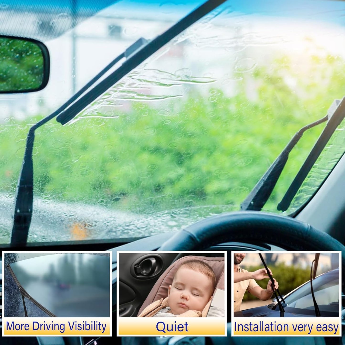 3 wipers Replacement for 2016-2020 Buick Envision, Windshield Wiper Blades Original Equipment Replacement - 24"/18"/12" (Set of 3) U/J HOOK