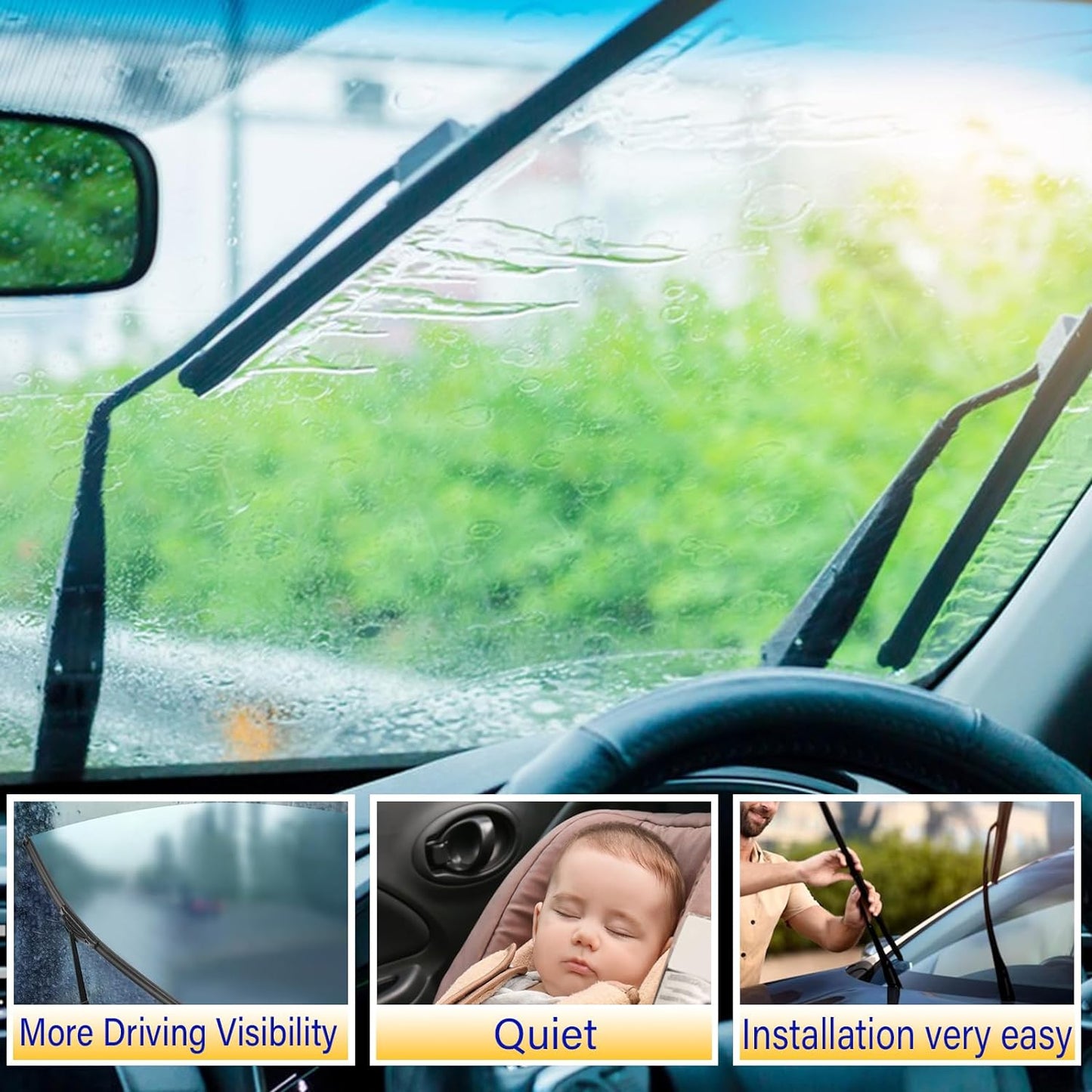 3 wipers Replacement for 2018-2023 Nissan Kicks, Windshield Wiper Blades Original Equipment Replacement - 26"/16"/12" (Set of 3) U/J HOOK