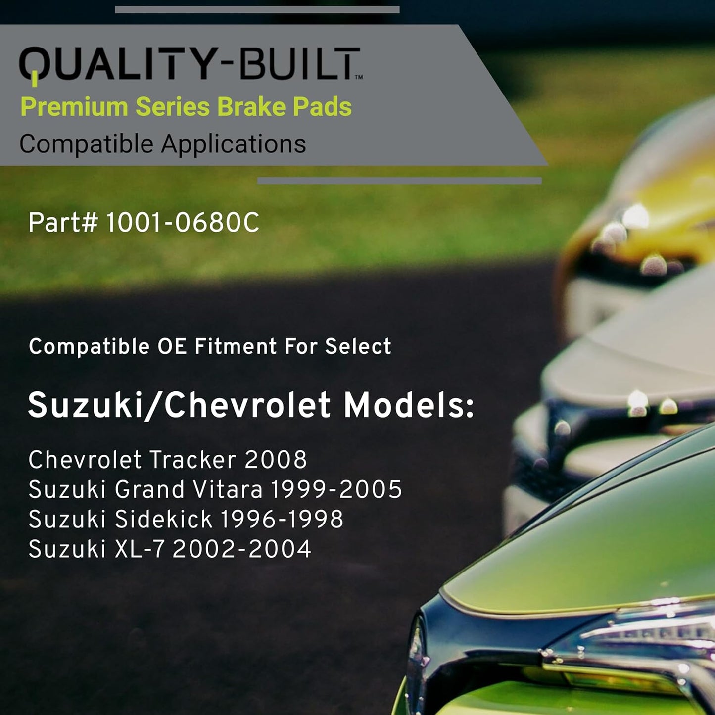 Premium Ceramic Front Brake Pads (1001-0680C) Compatible with Chevrolet Tracker 2008-2008, Suzuki Grand Vitara 1999-2005, Suzuki Sidekick 1996-1998, Suzuki XL-7 2002-2004