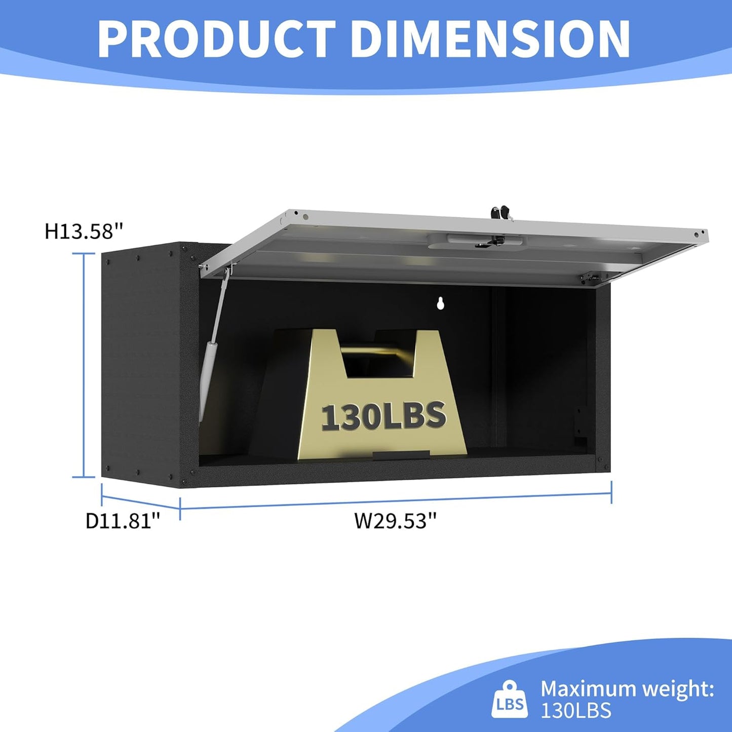 Garage Wall Cabinet with Flip-Up Door, Lockable Metal Storage Cabinet Wall Mounted, Hanging Tool Cabinet for Garage Basement Utility Room (Black &Grey)