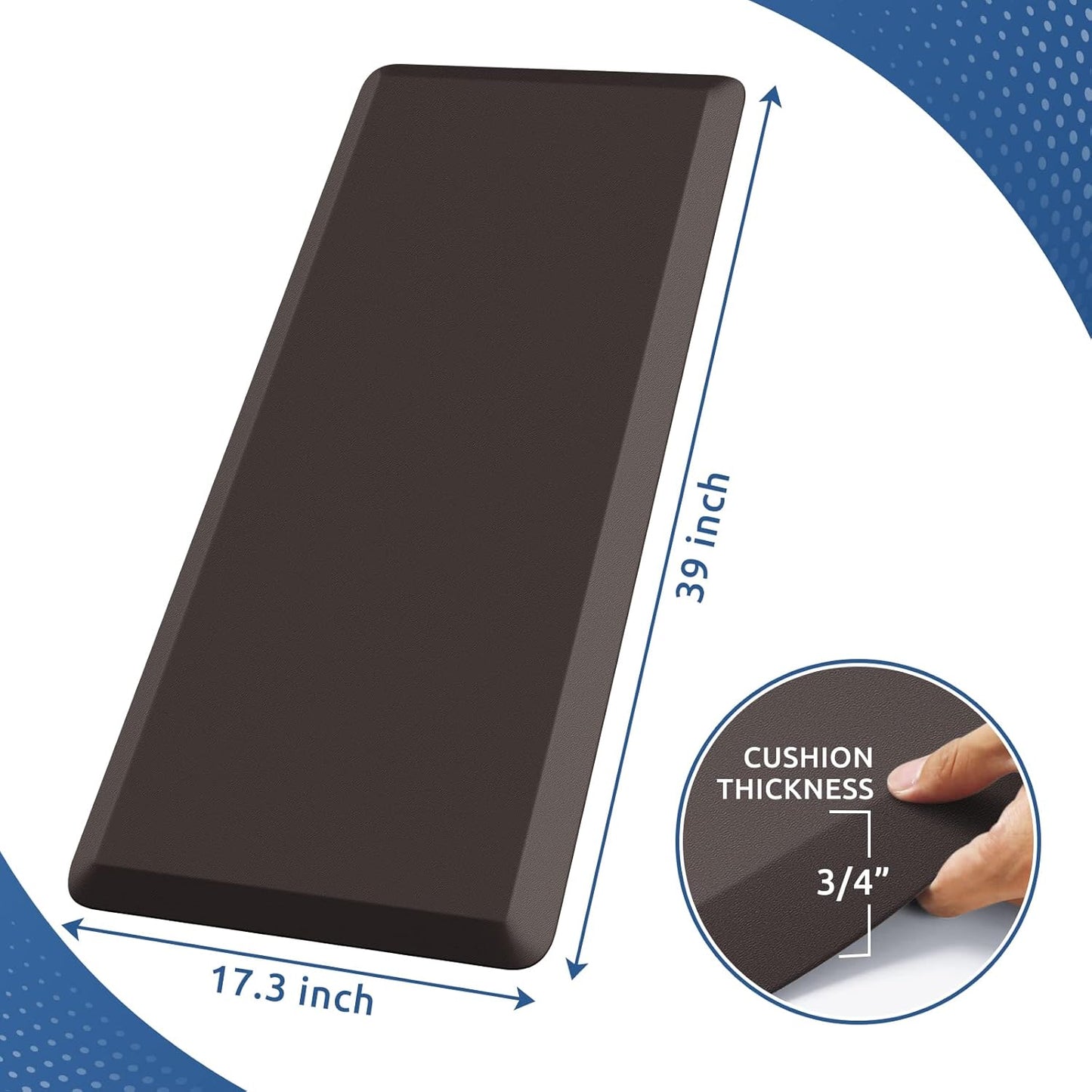 KitchenClouds Kitchen Mat Cushioned Anti Fatigue Kitchen Rug Non Slip Standing Mat Comfort Floor Mats for Sink Office (17.3"x39"- 0.8inch)