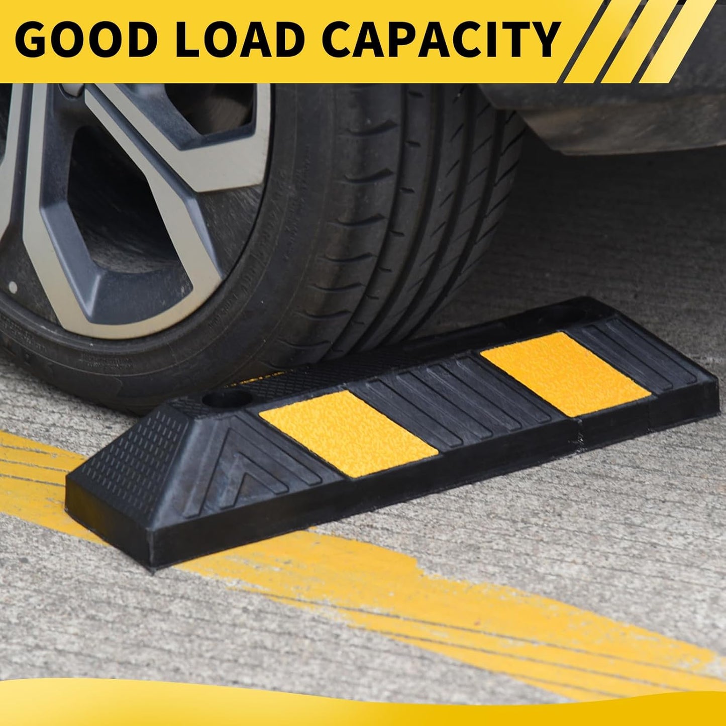 4PACK BESEA Curb Parking Stoppers for Garage Bumpers Parking car - 20.8" Length 3.5" High Heavy Duty Rubber Wheel Stopper for Vehicles Truck Driveway Help Your Cars Parking Stop Perfectly