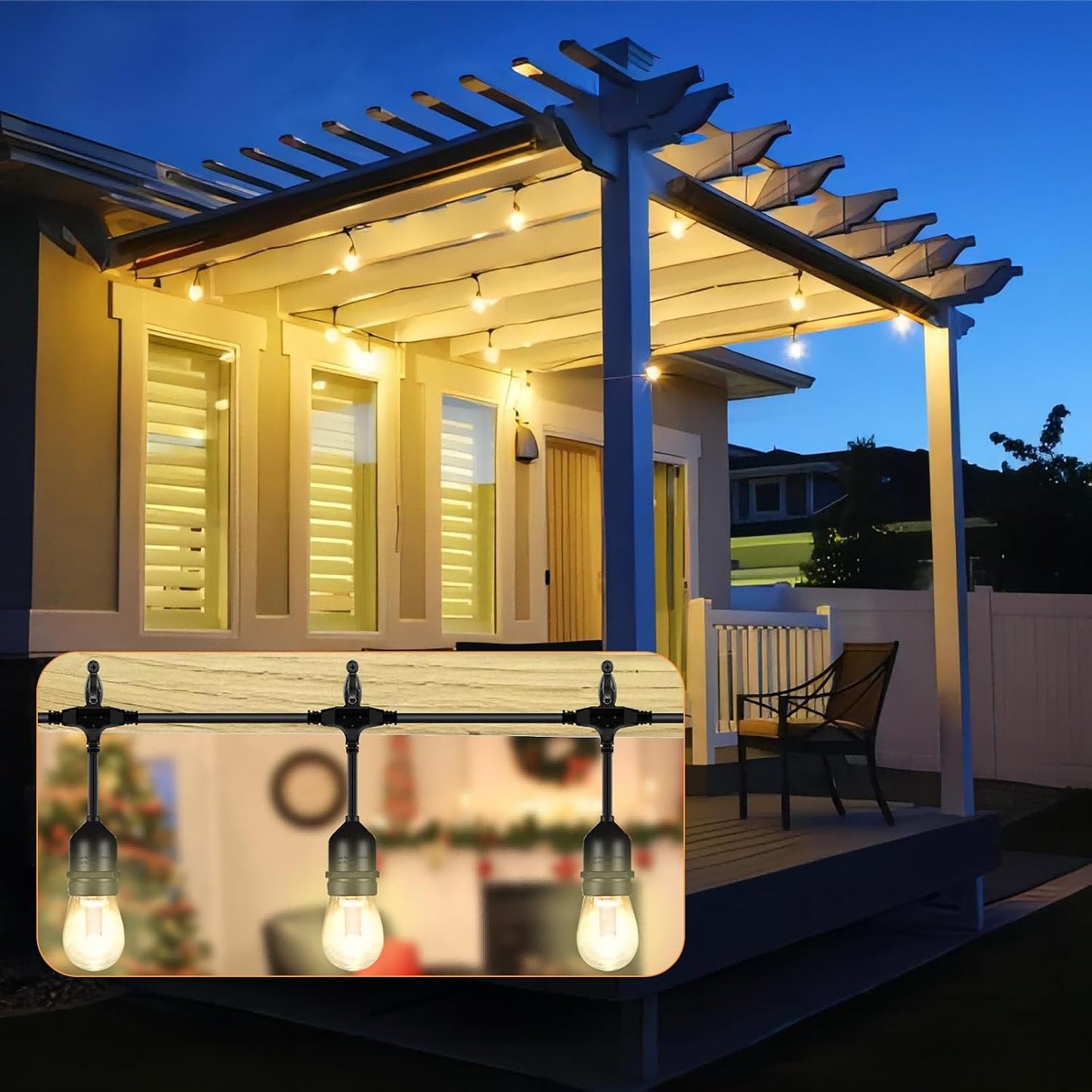 48 Pcs String Light Hooks, Screw in Hooks for Hanging String Lamp, Wire, Plants Pot, Wind Chimes, Patio Fairy Light Cord Holder with Buckle, Outdoor Wall Halloween Xmas Decor Q Hanger