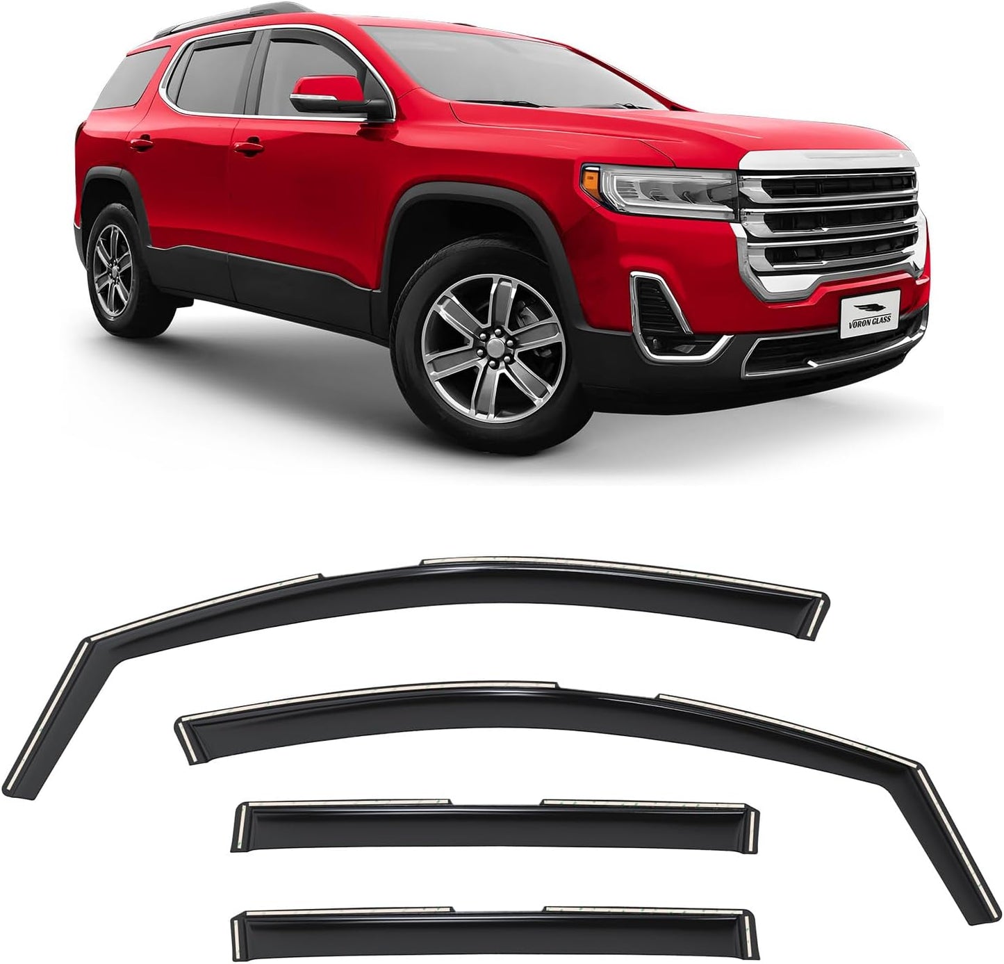 Voron Glass in-Channel Extra Durable Rain Guards for GMC Acadia 2017-2023, Window Deflectors, Vent Window Visors, 4 Pieces - 200577