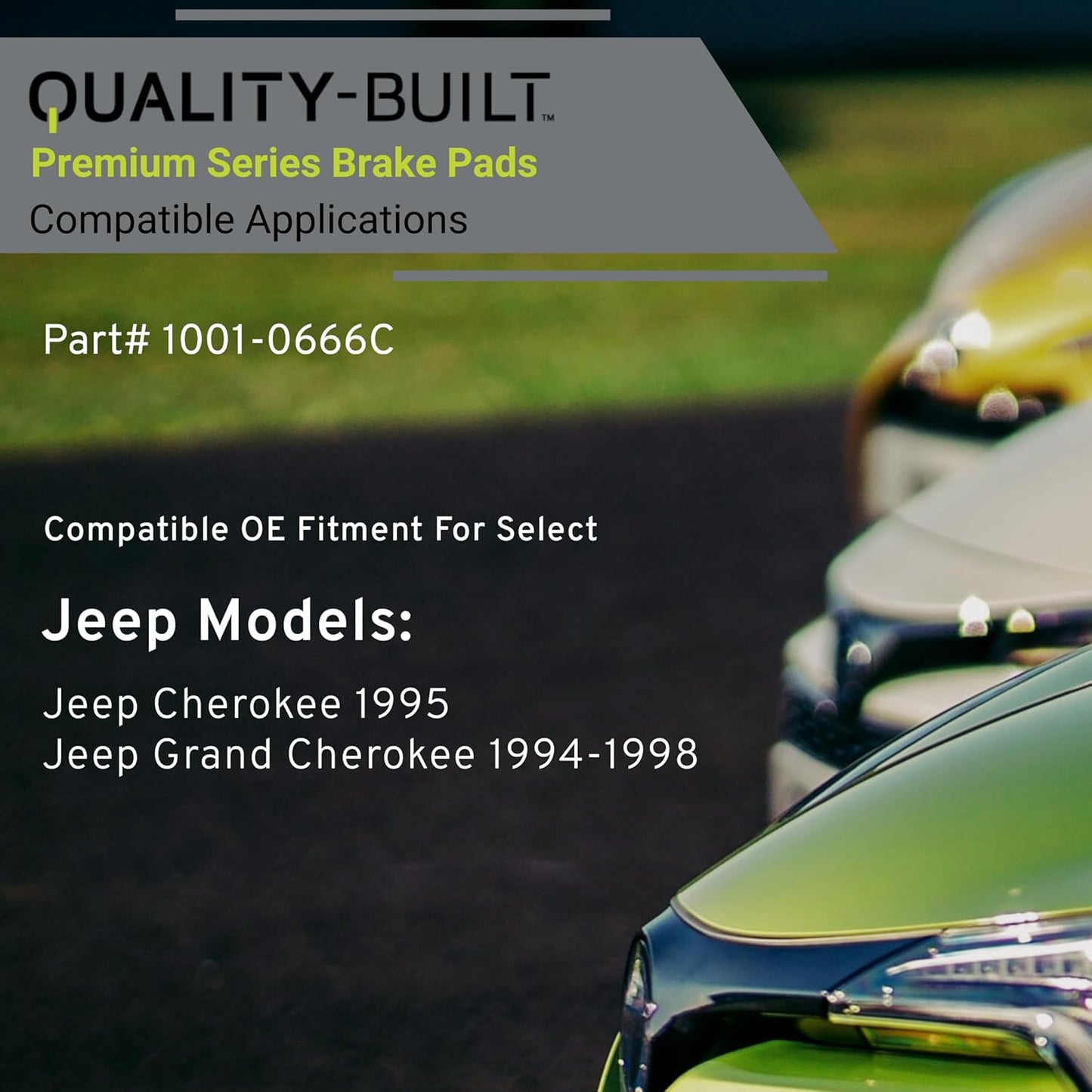 Premium Ceramic Rear Brake Pads (1001-0666C) Compatible with Jeep Cherokee 1995-1995, Jeep Grand Cherokee 1994-1998