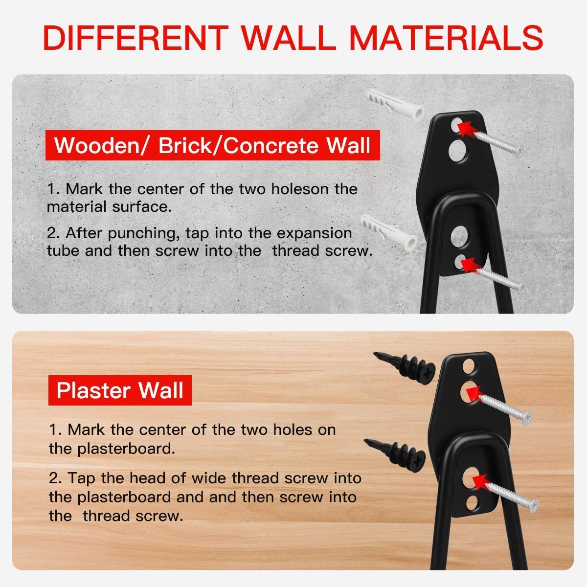 3-H Garage Wall Hooks 10 Pack, Heavy Duty Garage Hooks with Extra Welding Spots, Wall Mount Storage Organizer for Hanging Garden Lawn Tools, Chair, Shovel, Blower, Toolkit (Grey)