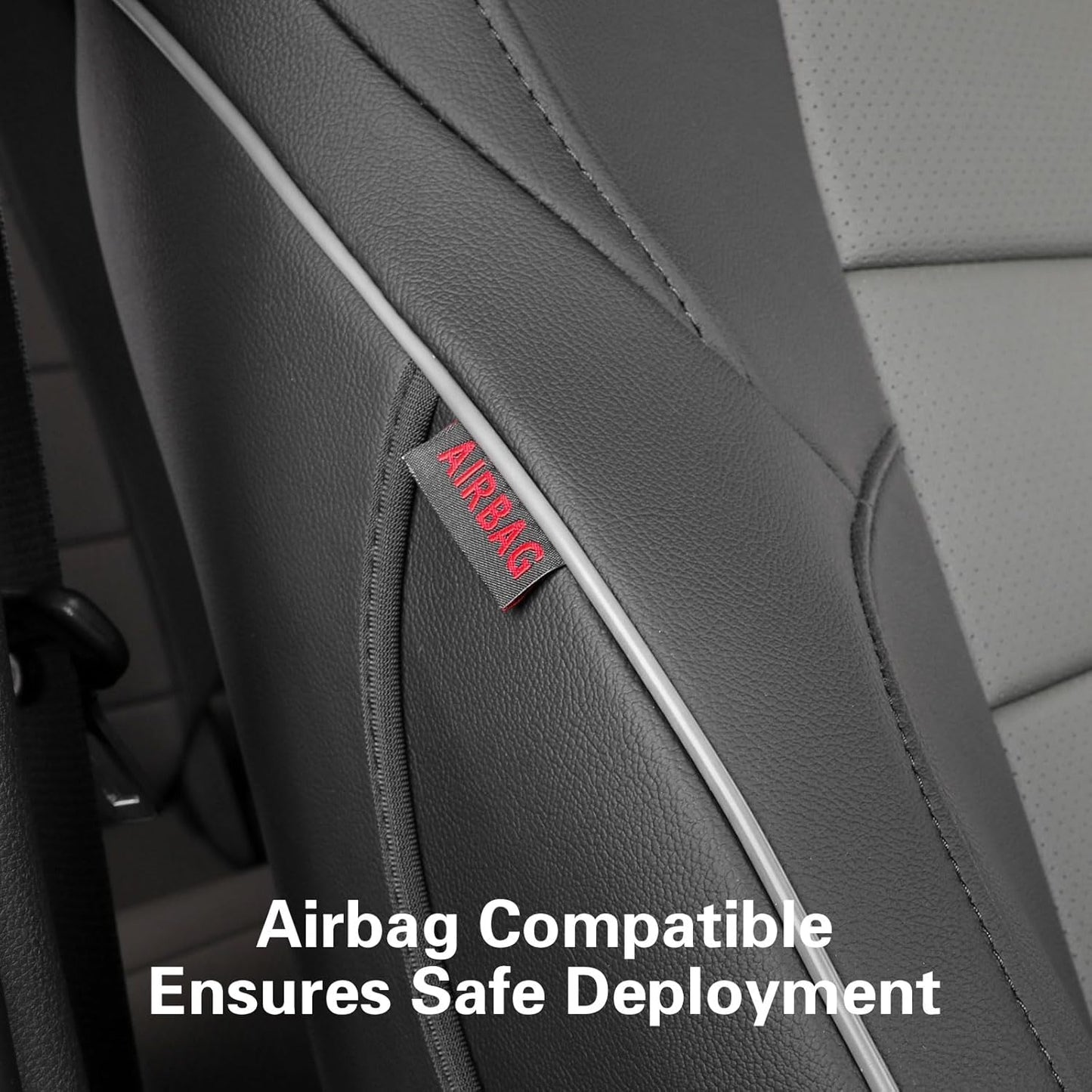 EKR Custom Fit Tacoma Car Seat Covers for Select Toyota Tacoma (Petrol) 2024 2025 Double cab SR,SR5,TRD Sport,TRD Off-Road,Limited -Full Set,Leather(Black/Gray)