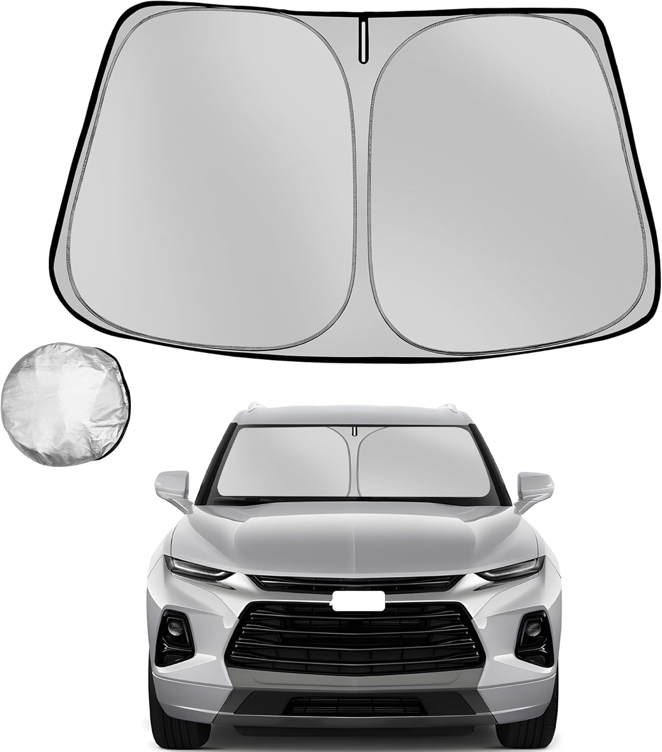 Windshield Sun Shade for 2019-2024 2025 Che-vrolet/Chevy Blazer Foldable Sun Sunshade for Car Front Window Blocks UV Rays and Heat Automotive Interior Protector Custom Fit Accessories