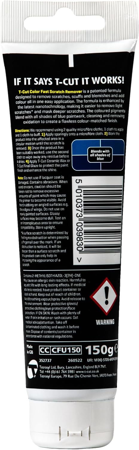 T-Cut Blue Scratch Remover, Color Fast Paintwork Restorer Car Polish, 5.3 Oz