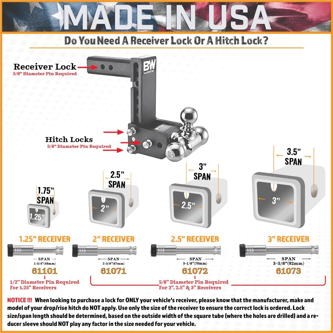 61071 | Receiver Lock for 2" Receiver - Class III & IV