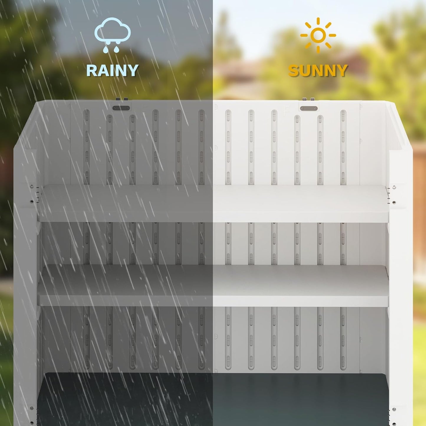 DWVO 2-Pack Resin Storage Shed Shelves, Fit for 35 Cu. Ft. Horizontal Shed 4.3x2.5x3.4 FT, 47" x 12.6" Waterproof Shelves with 8 Screws, 44 lbs Capacity, Easy to Assemble, Gray