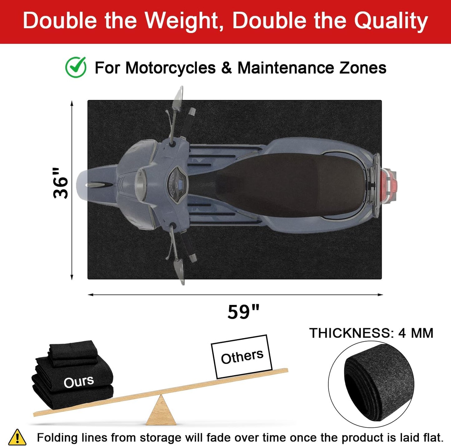 Golener Oil Spill Mat - Garage Floor Mat, Absorbent Oil Pad, Premium Maintenance Mat, Waterproof, Contain Liquid, Protect Garage Surface from Spill & Stain, Reusable, Washable, Durable, Black, 36”x59”