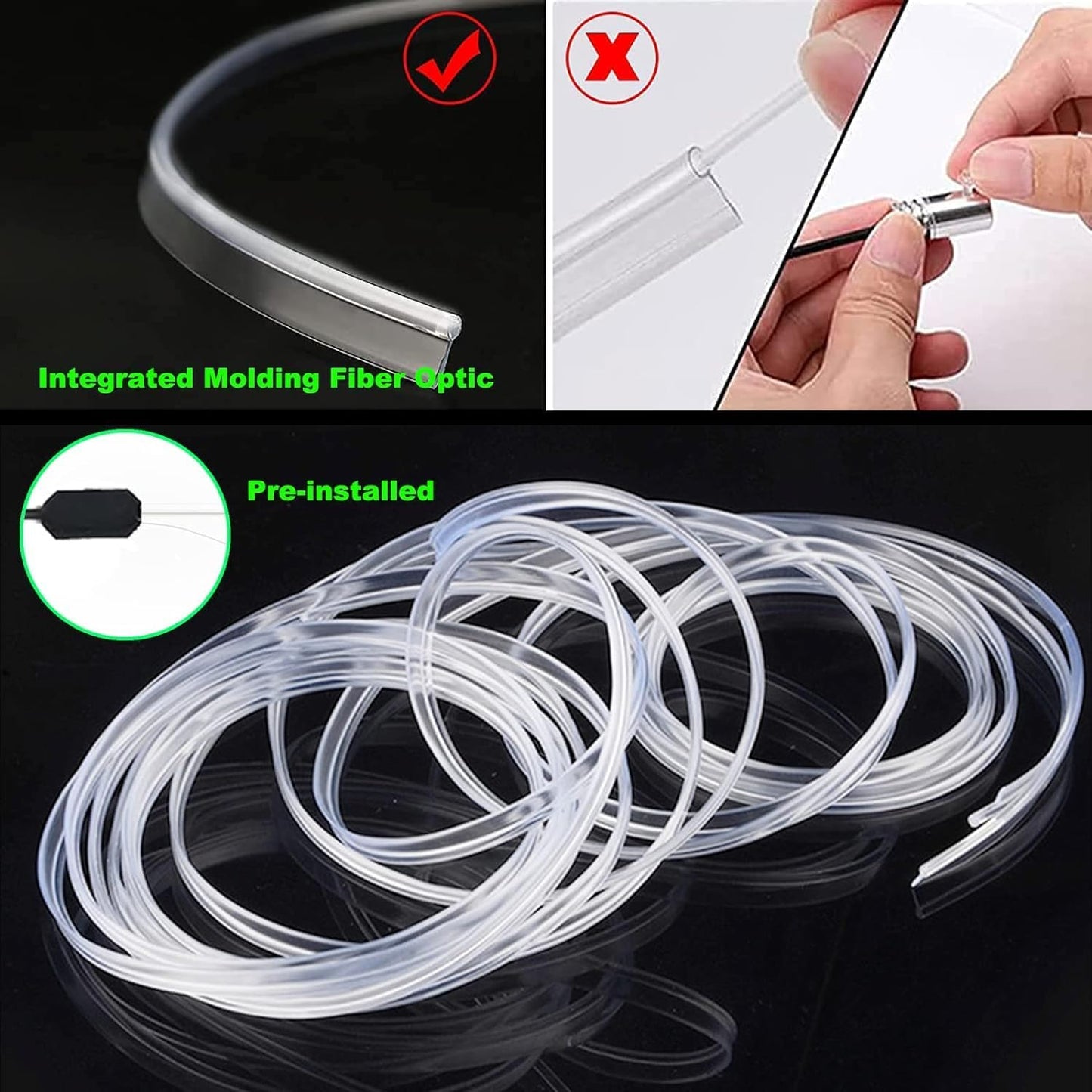 USB Car LED Lights, Interior Car Lights Strip with APP and RF Remote Control, 5 in 1 Ambient Lighting with 276 inches Fiber Optic Music Sync Simple Installation EL Wire Lights (5 in 1/276 inches)